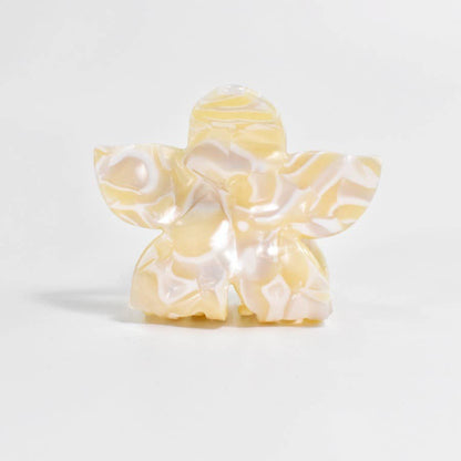 Tortoise & Marbled Plumeria Flower Acetate Hair Claw Clip: BlackBrown