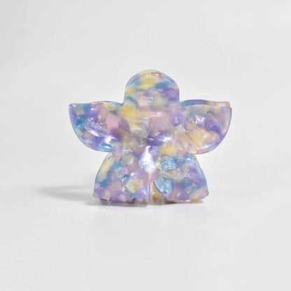 Tortoise & Marbled Plumeria Flower Acetate Hair Claw Clip: BlackBeige