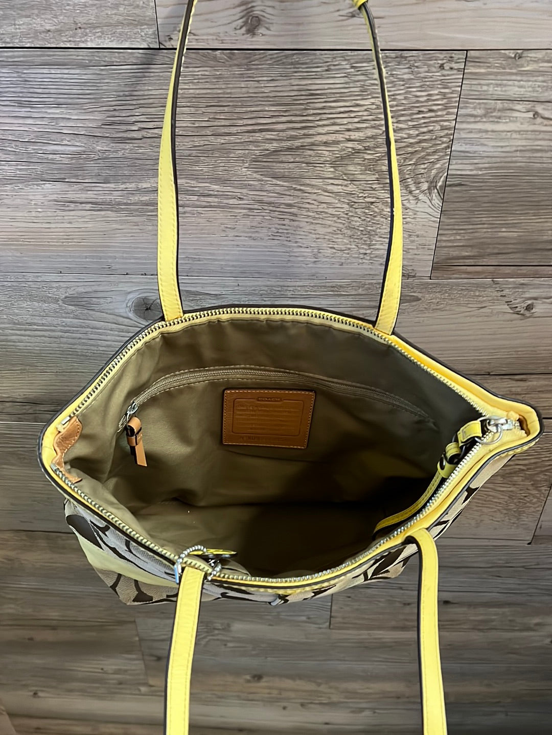 Coach yellow tote on sale bag